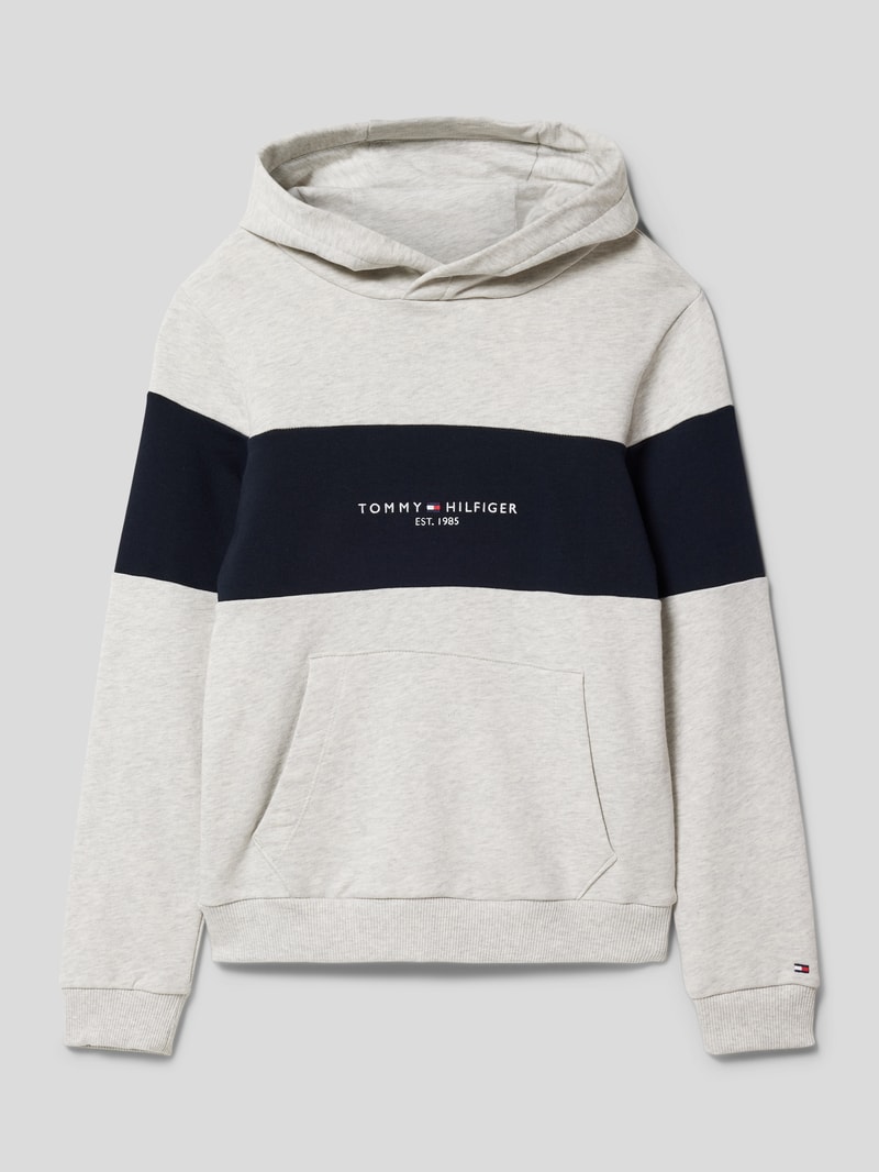 Hoodie im Colour-Blocking-Design Modell 'ESSENTIAL' in mittelgrau meliert