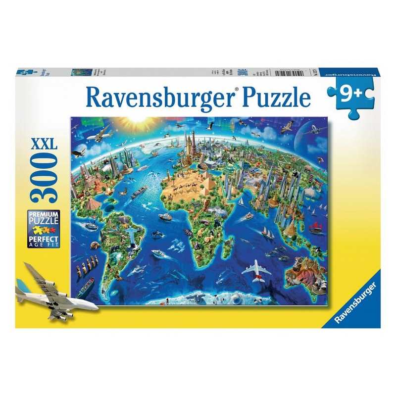 Puzzle Carte des monuments du monde 300 pièces XXL
