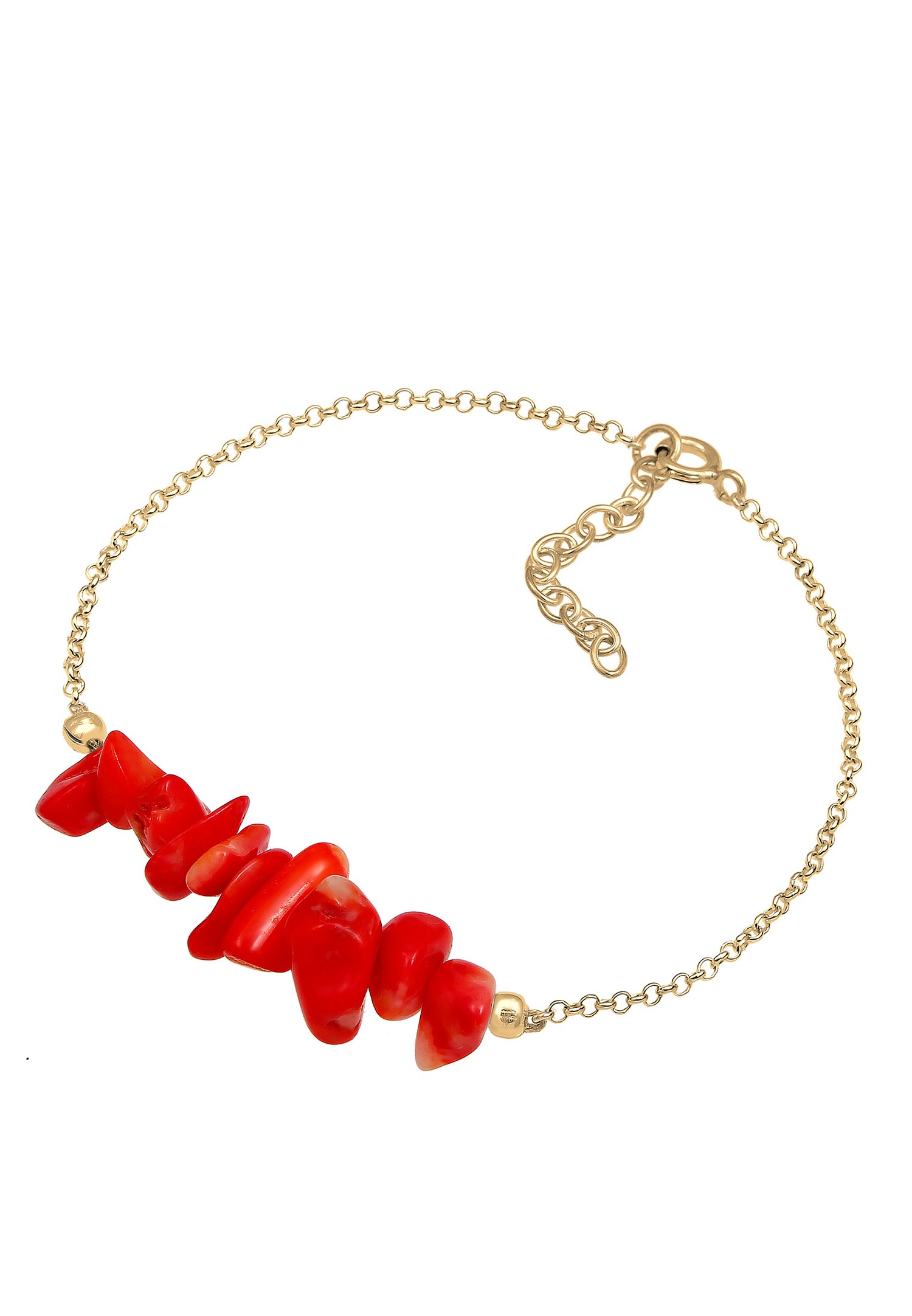 Pulsera Elli Maritime Trend color rojo coral para mujer, plata chapada en oro (925/1000)
