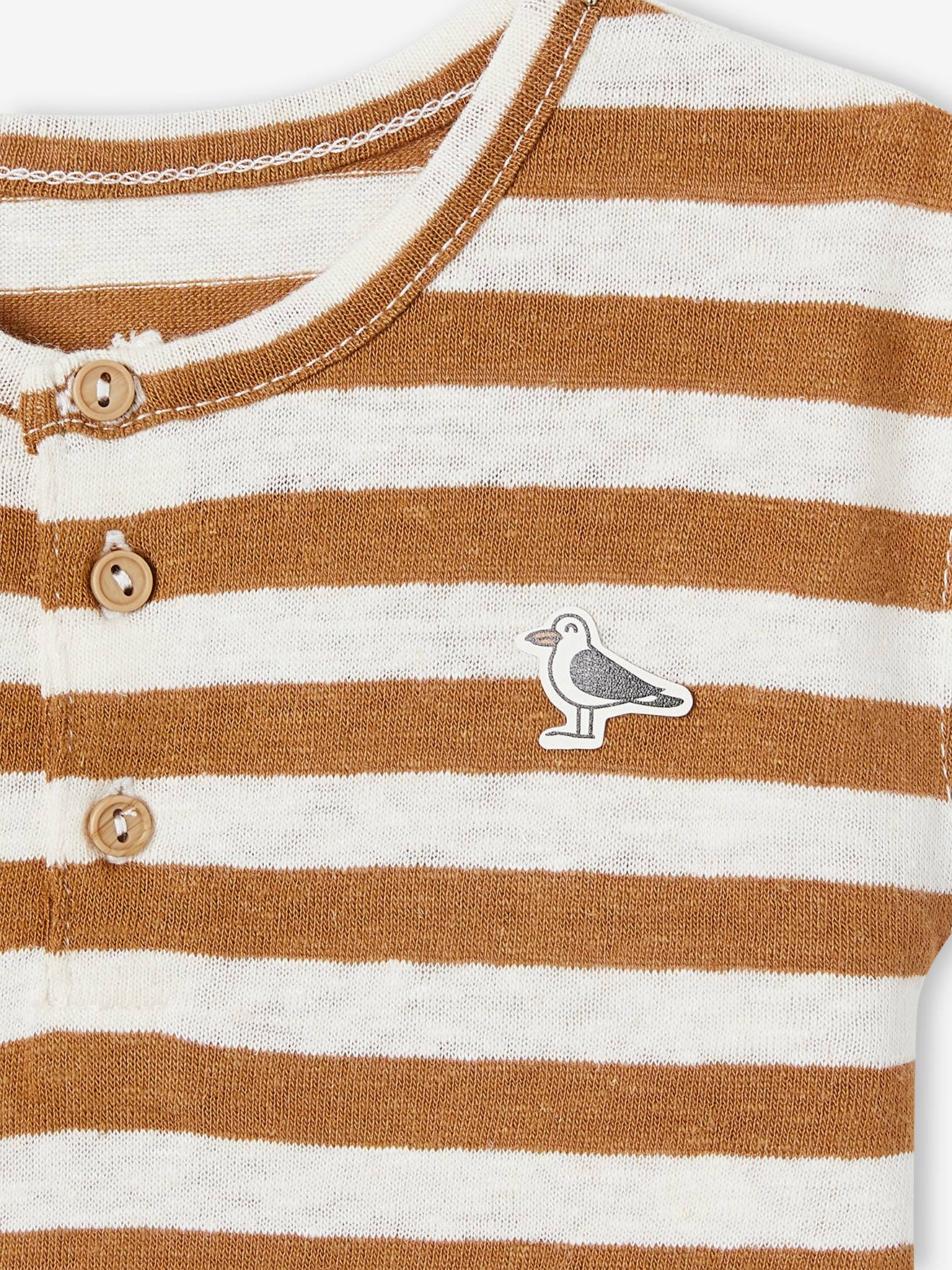 Ensemble bébé T-shirt rayé et short uni caramel