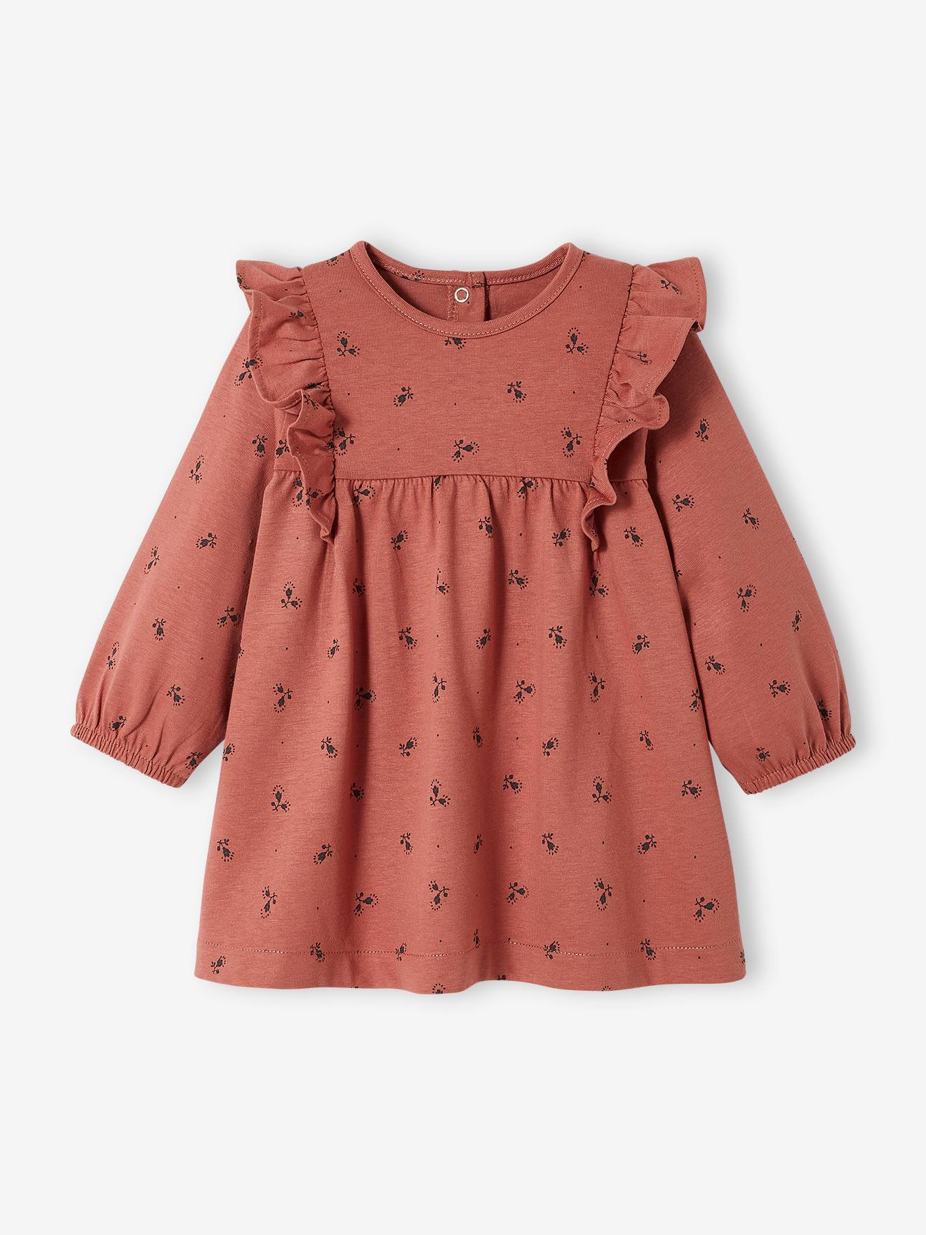 Robe à volants bébé en jersey BASICS rose poudré