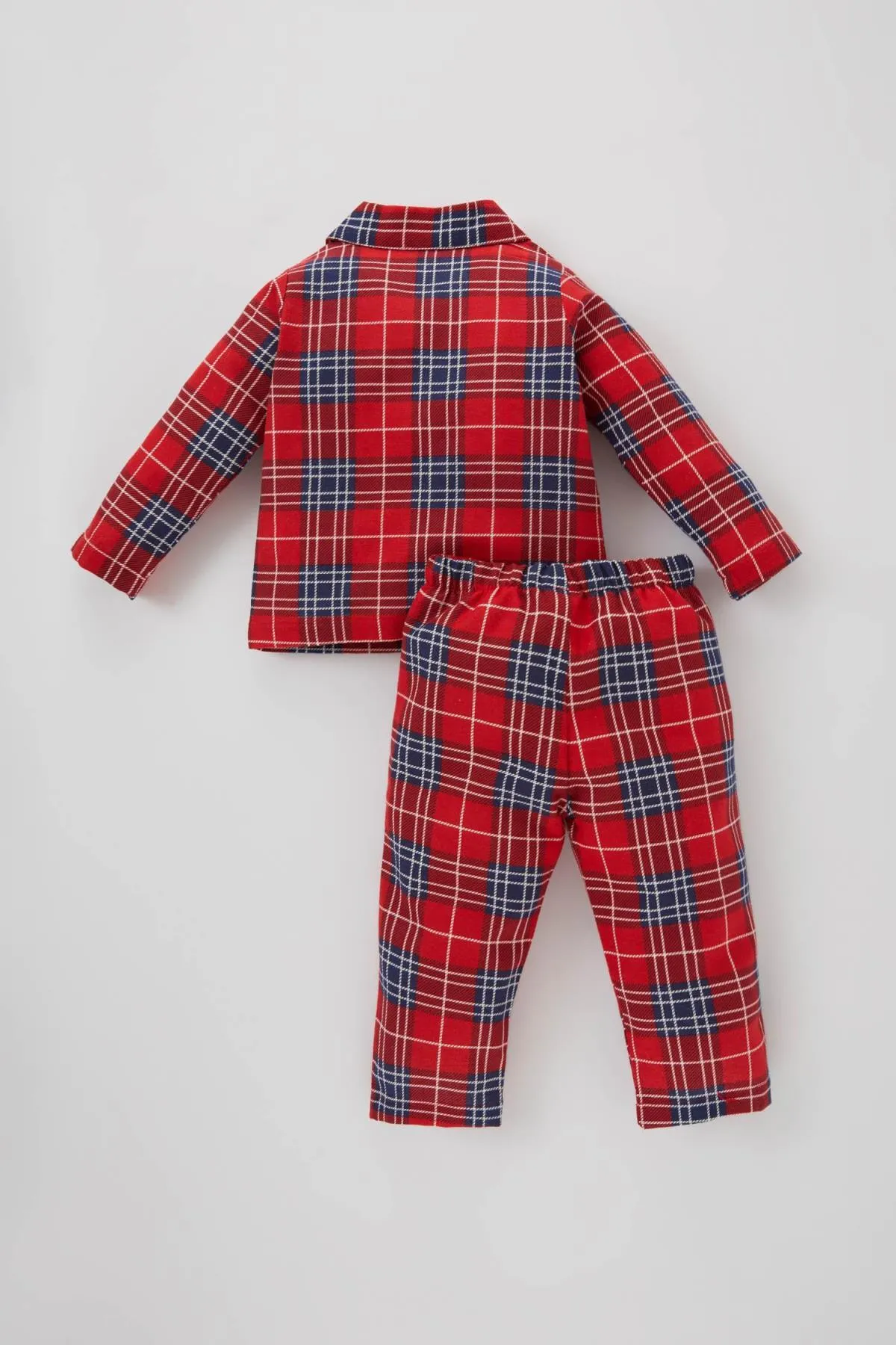 DeFacto  Baby-Jungen-Pyjama-Set aus kariertem Flanell mit Neujahrsmotiv und langen Ärmeln