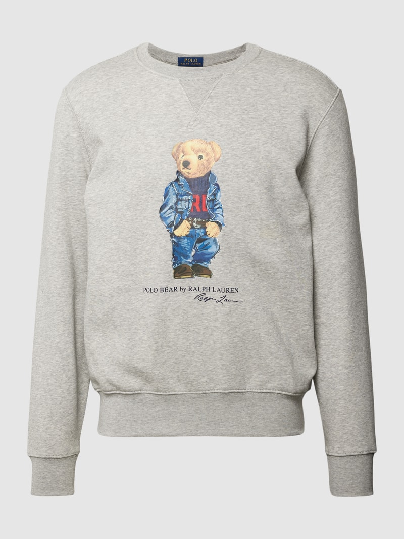 Sweatshirt mit Label-Print in hellgrau