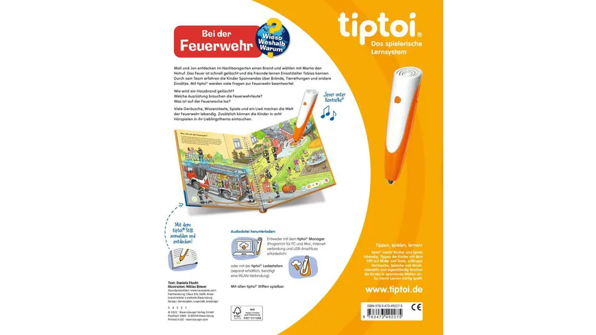 Ravensburger tiptoi - Wieso? Weshalb? Warum? Bei der Feuerwehr, In Sachwissen eintauchen - neues Konzept mit Hörspielen