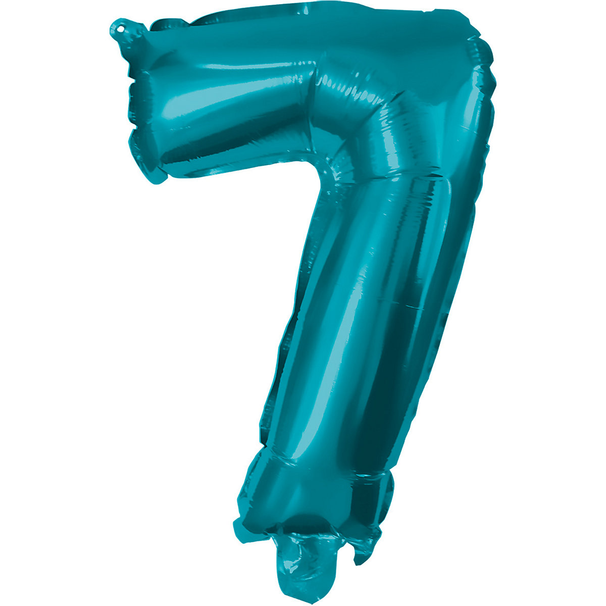 Folienballon Zahl 7 türkis, 32 cm, inkl. Pustehalm