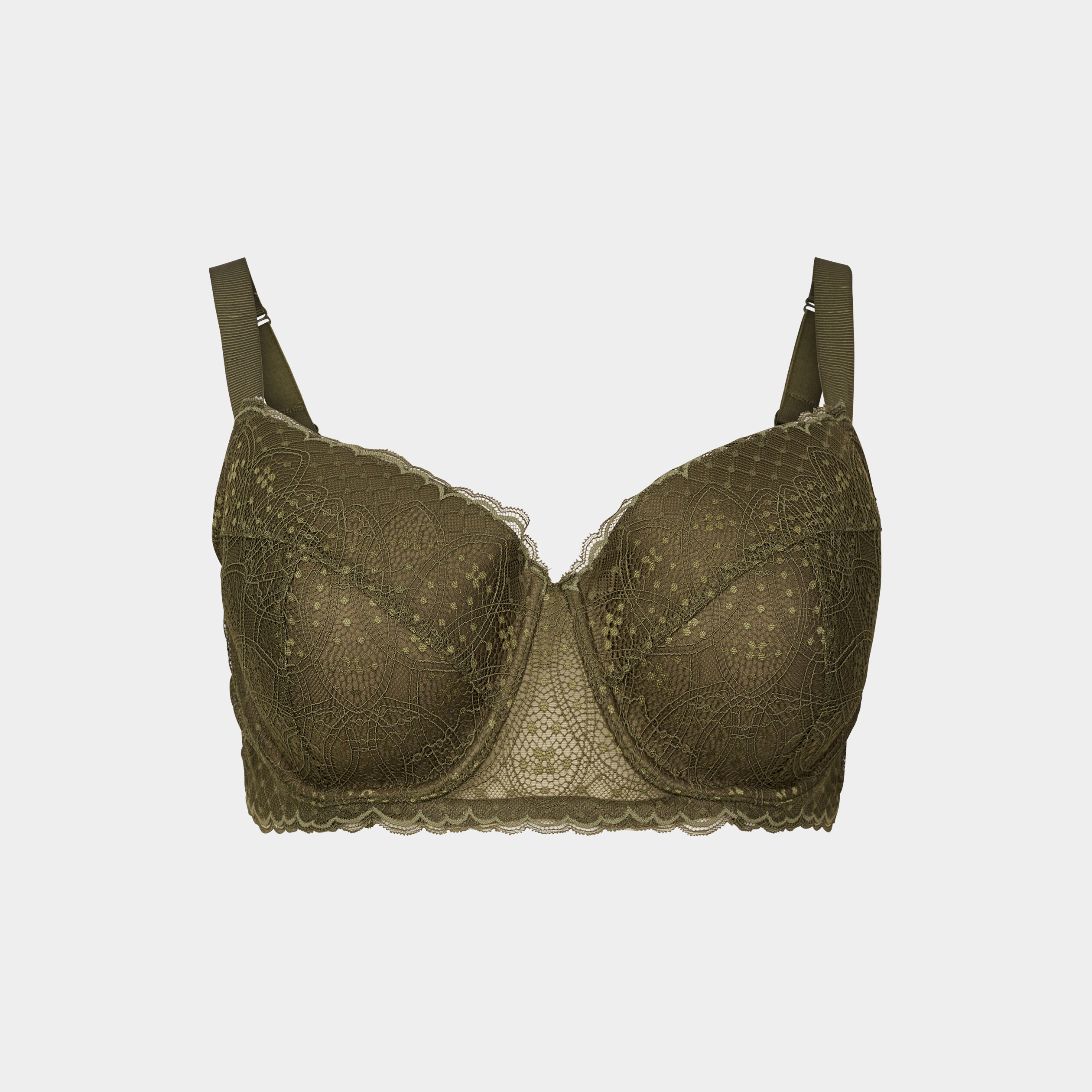 Soutien-gorge emboîtant à dentelle Izzie vert kaki femme grande taille | La Halle