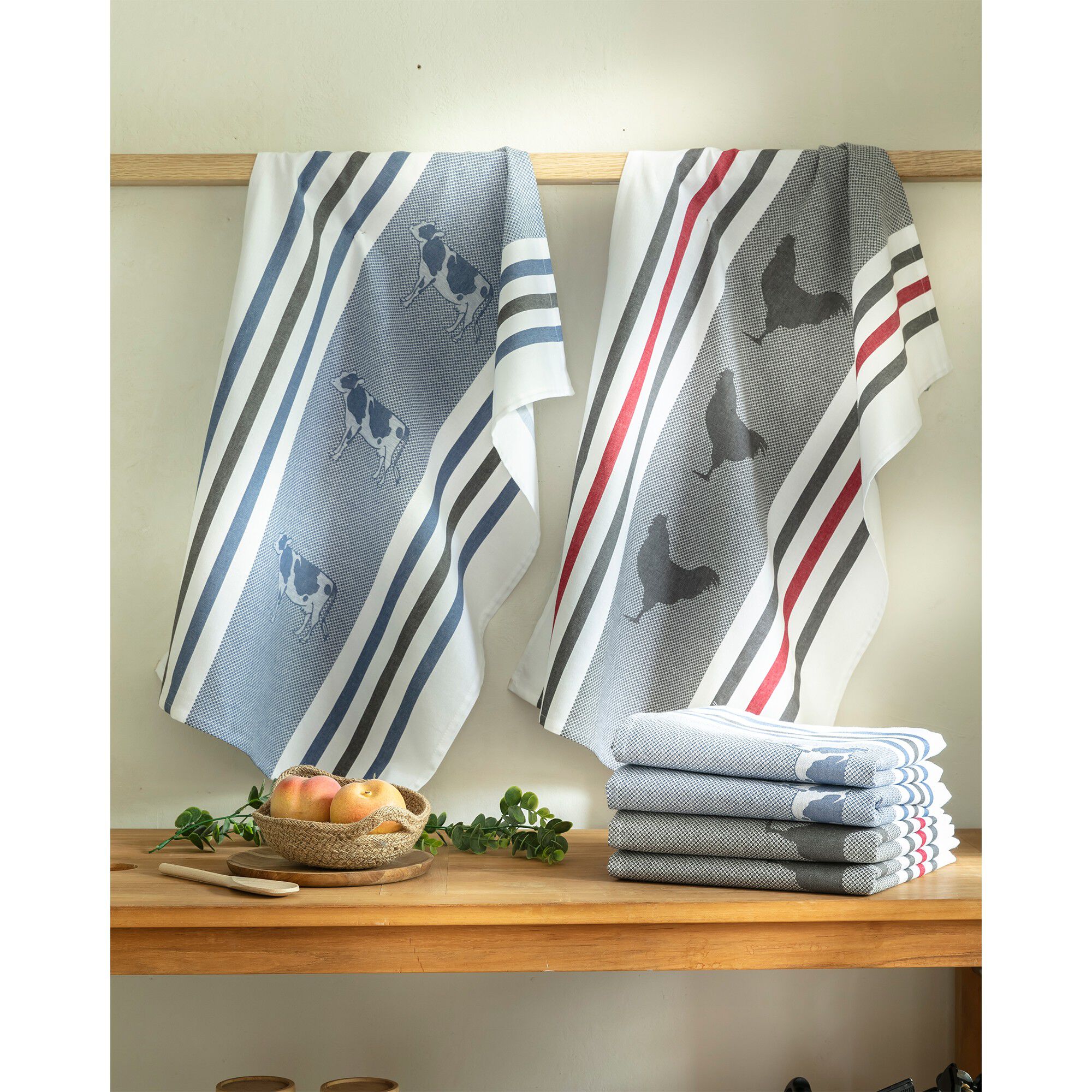 Torchons motif poule et vache