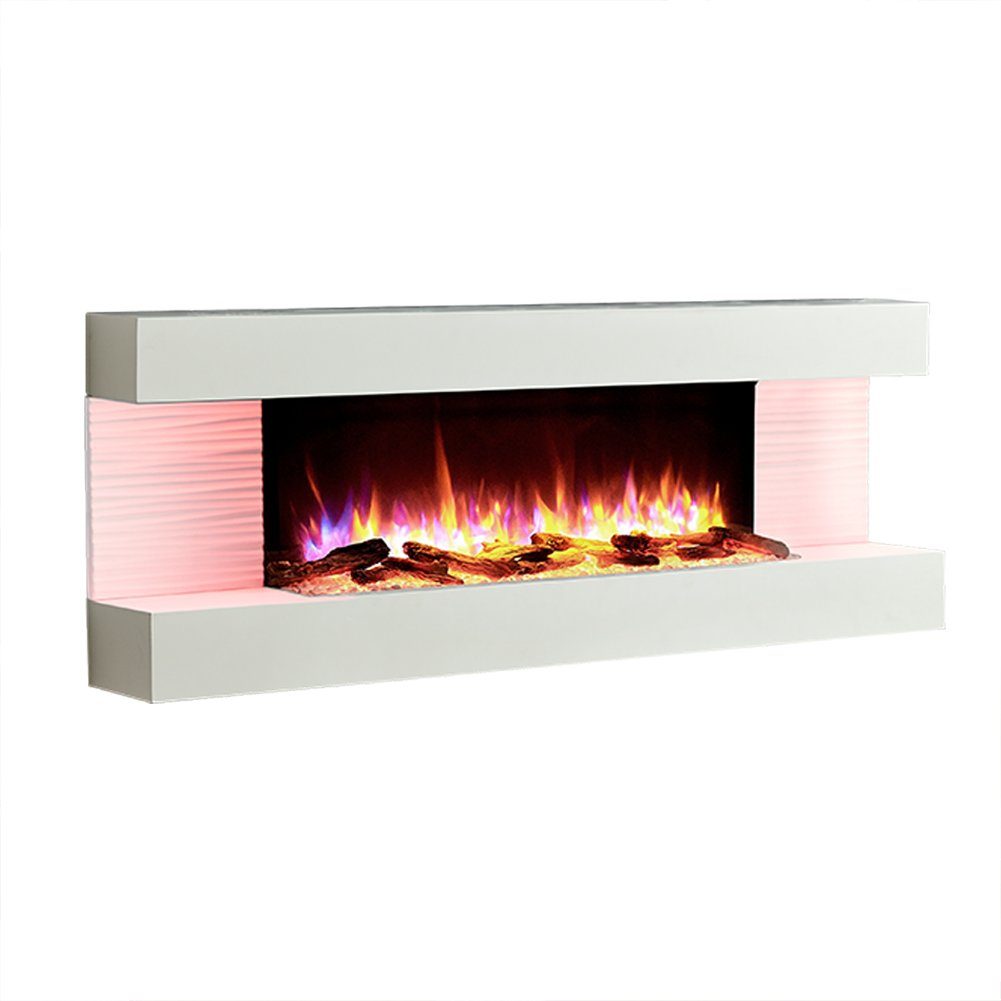 RICHEN Elektrokamin Hestia, Wandkamin mit Heizung 2000W, 3D-Flammeneffekt, LED-Beleuchtung, Fernbedienung, Timer, Thermostat