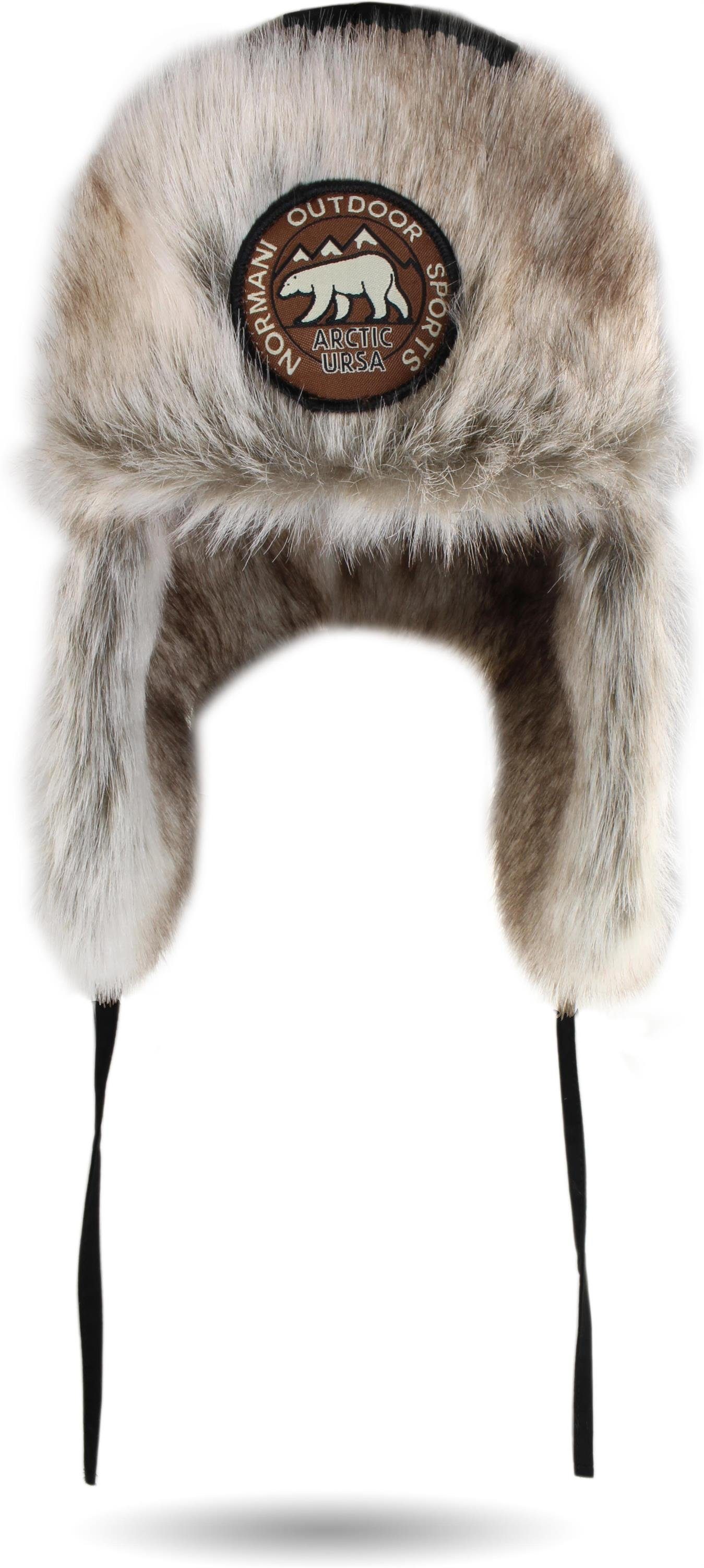 normani Fellimitatmützen Fellmütze Arctic Ursa Wintermütze Winterkappe Tschapka mit Ohren- und Nackenwärmer