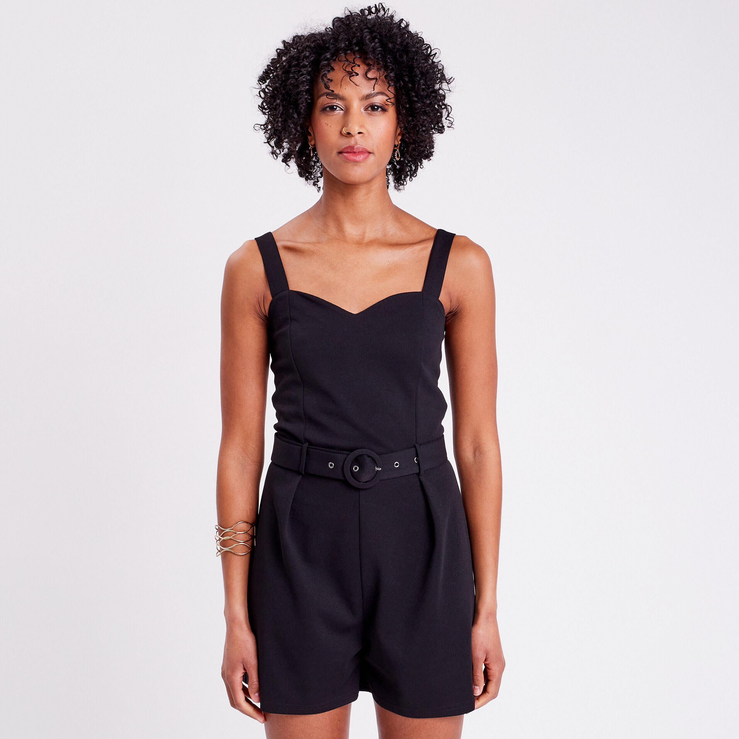 Combishort ceinturée noir femme | Cache Cache