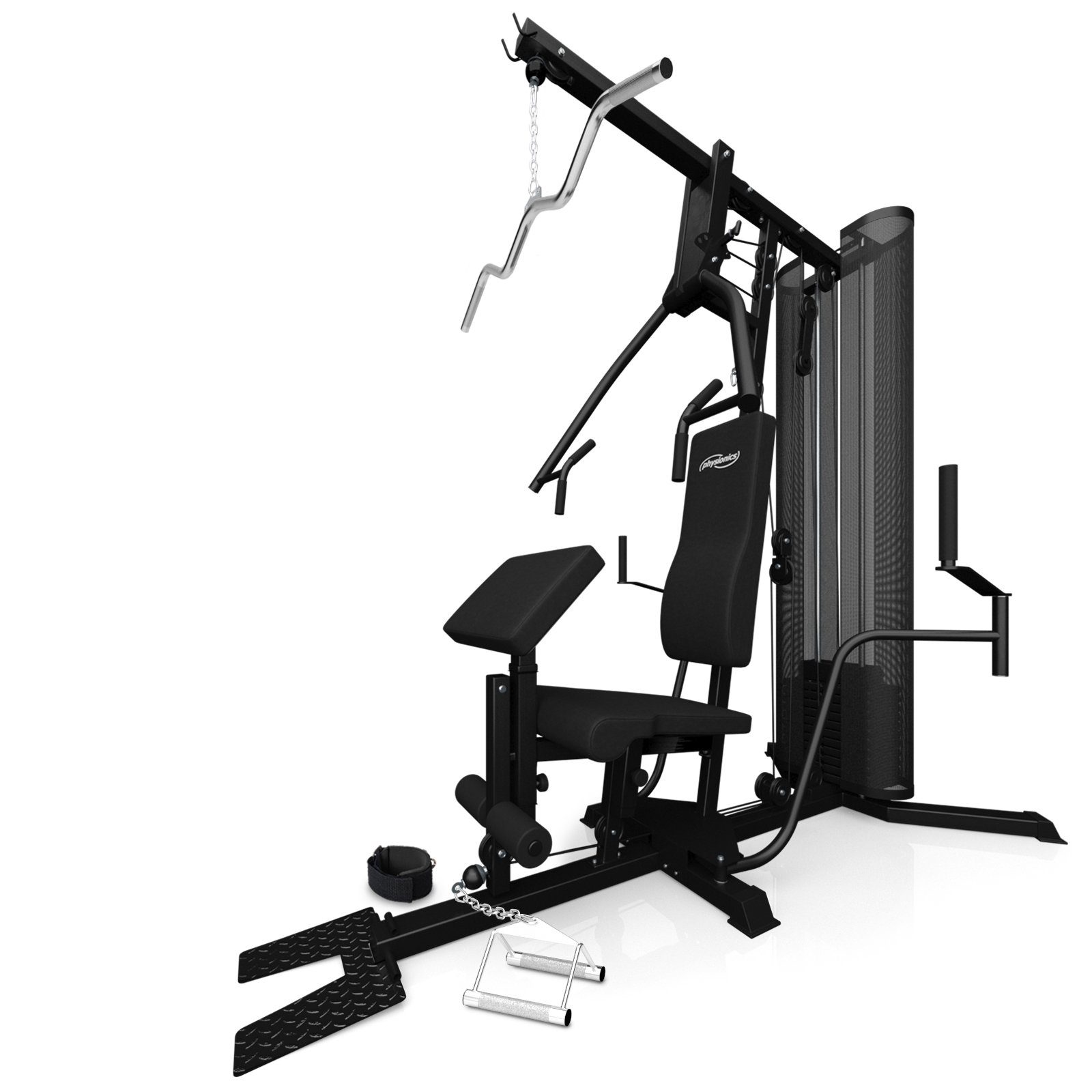 Physionics Kraftstation - Hantelscheiben 66 kg, Verstellbar, Latzug, Beincurl, (1-tlg)