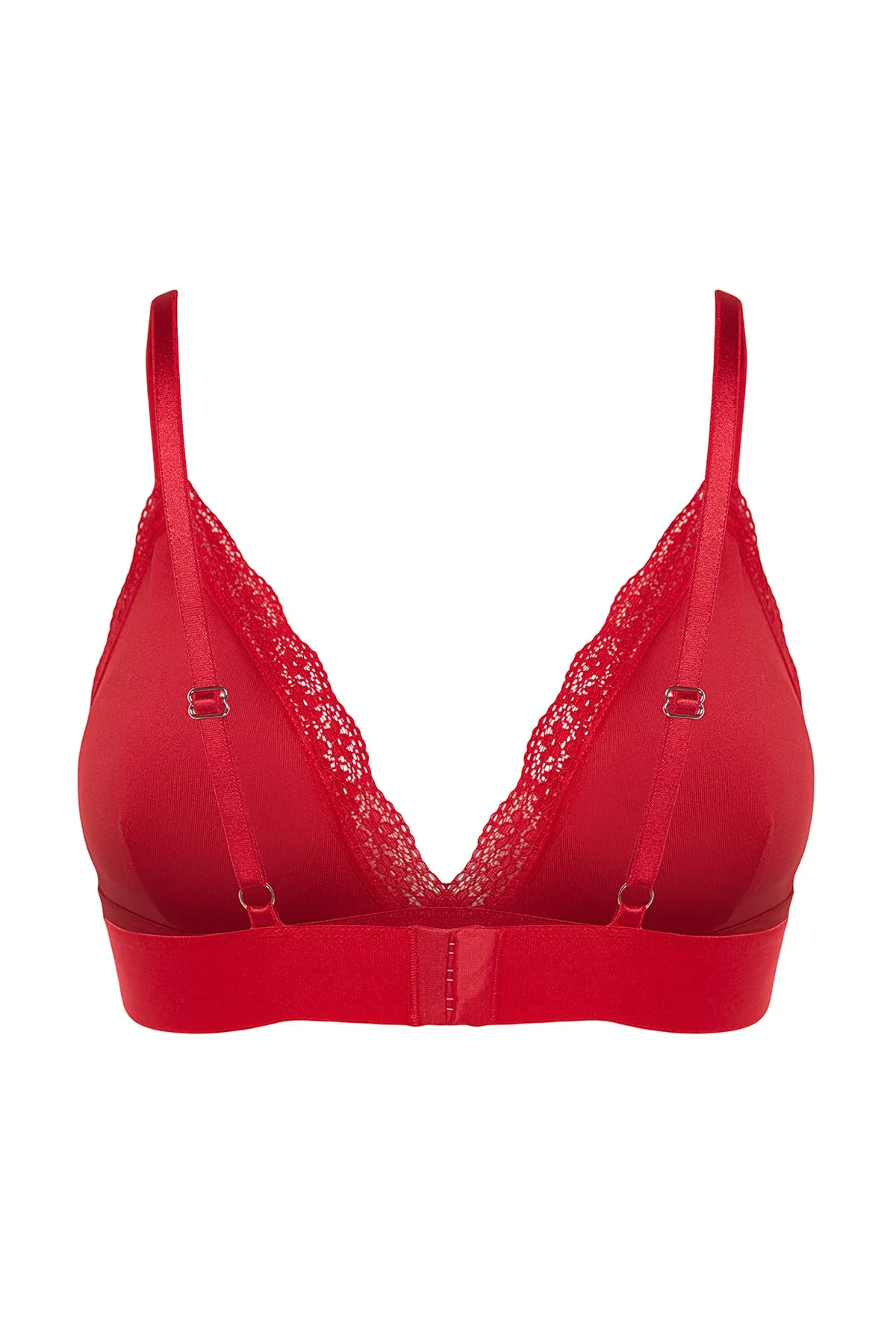 Trendyol Collection  Roter Bralette-Strick-BH mit Spitzendetail aus Polyamid und überzogenen Seilträgern THMAW24SU00011
