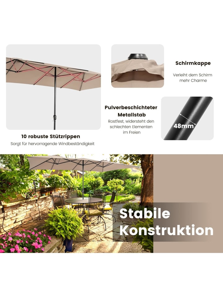 COSTWAY Doppelsonnenschirm 426x265cm in Braun günstig kaufen onesize