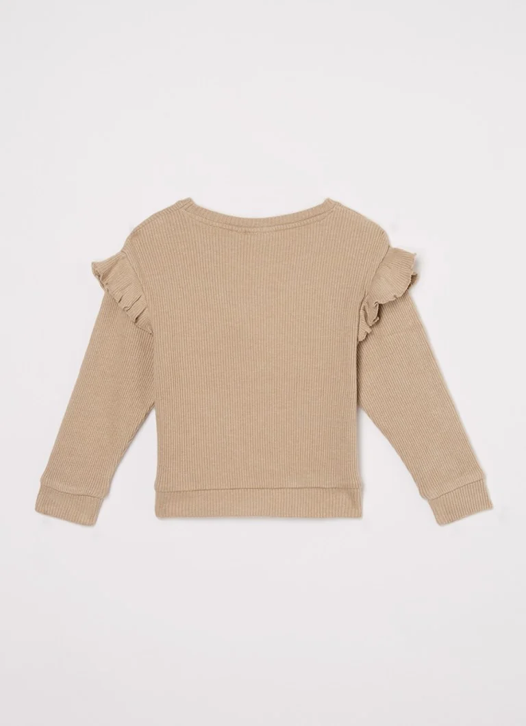 Lil 'Atelier Rib-knit long-sleeved shirt with ruffles