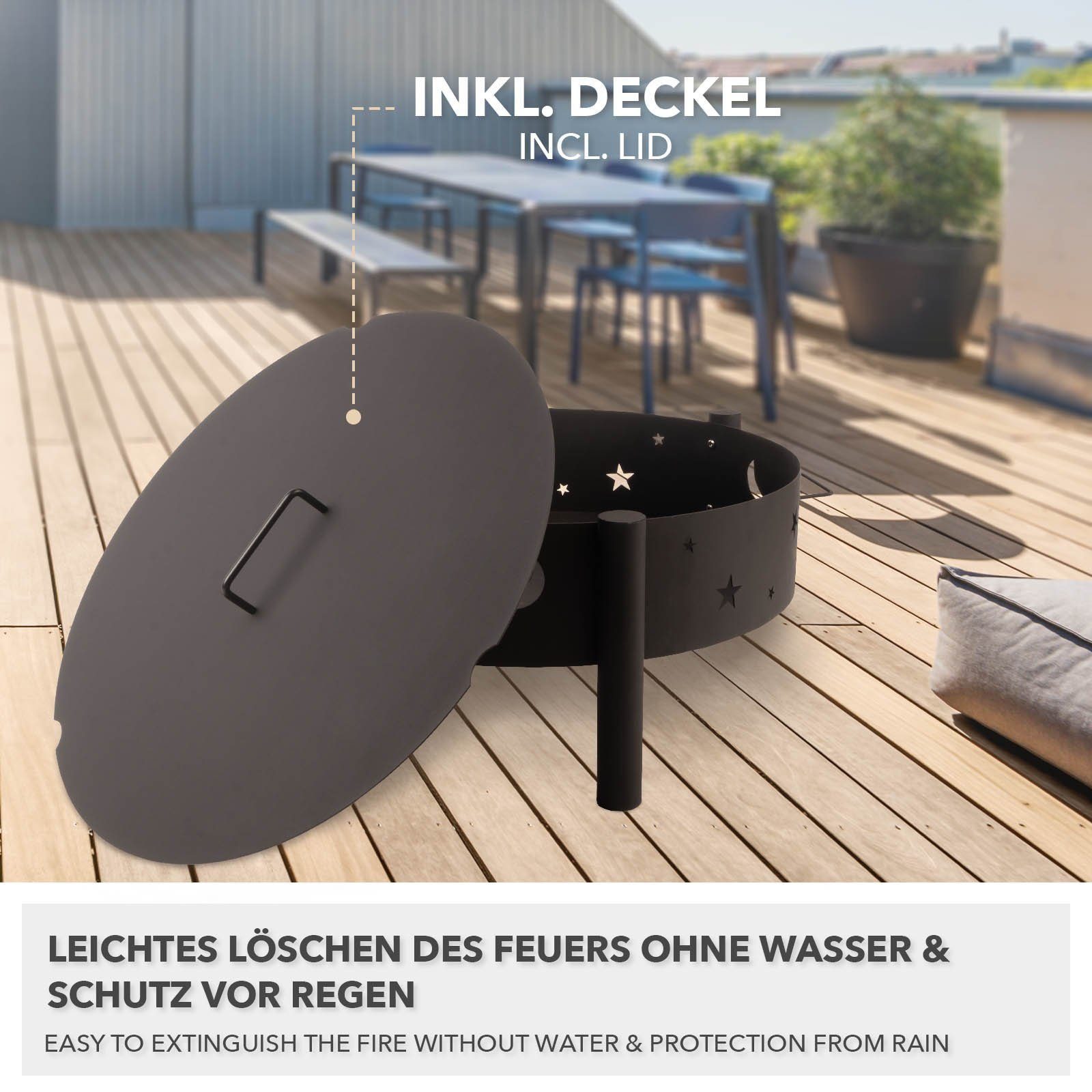 Kubus Feuerschale, UV- & wetterfest