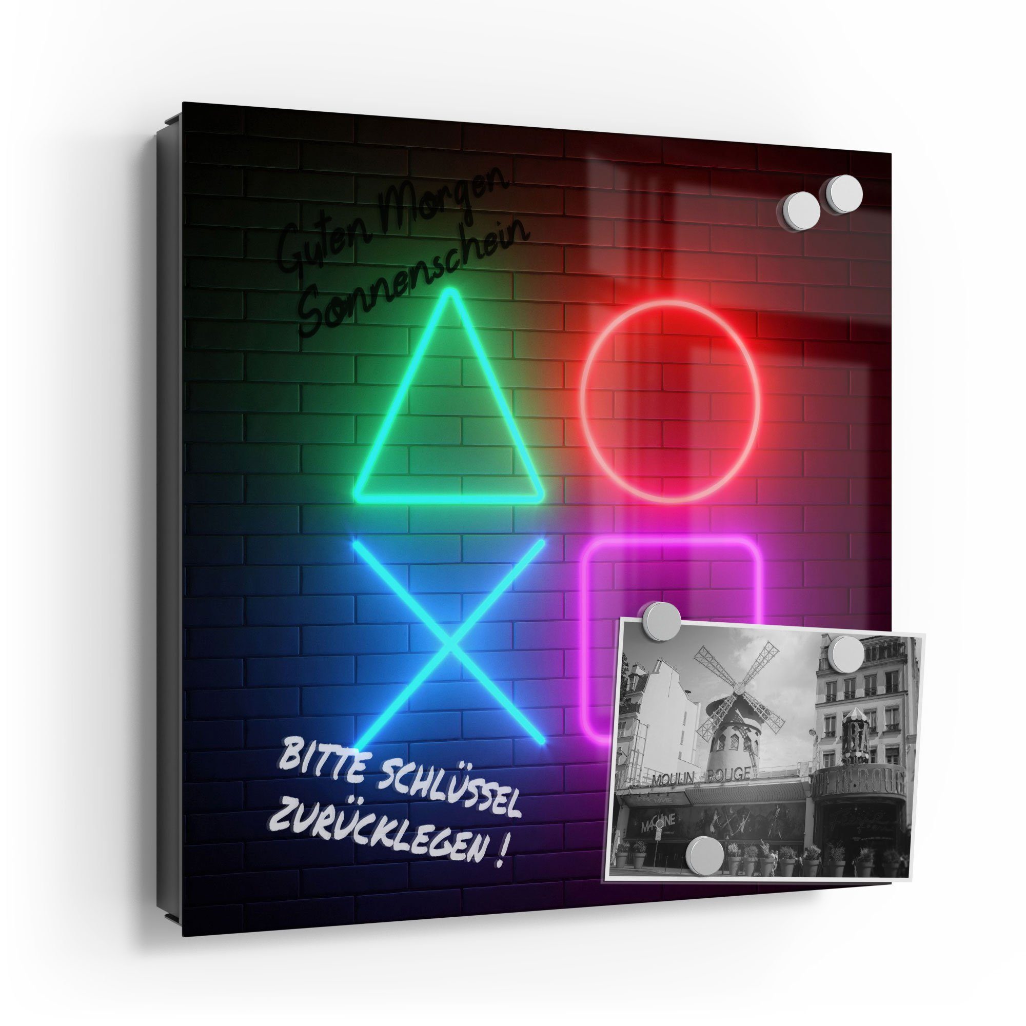DEQORI Schlüsselkasten 'Playstation Elemente', Glas Schlüsselbox modern magnetisch beschreibbar