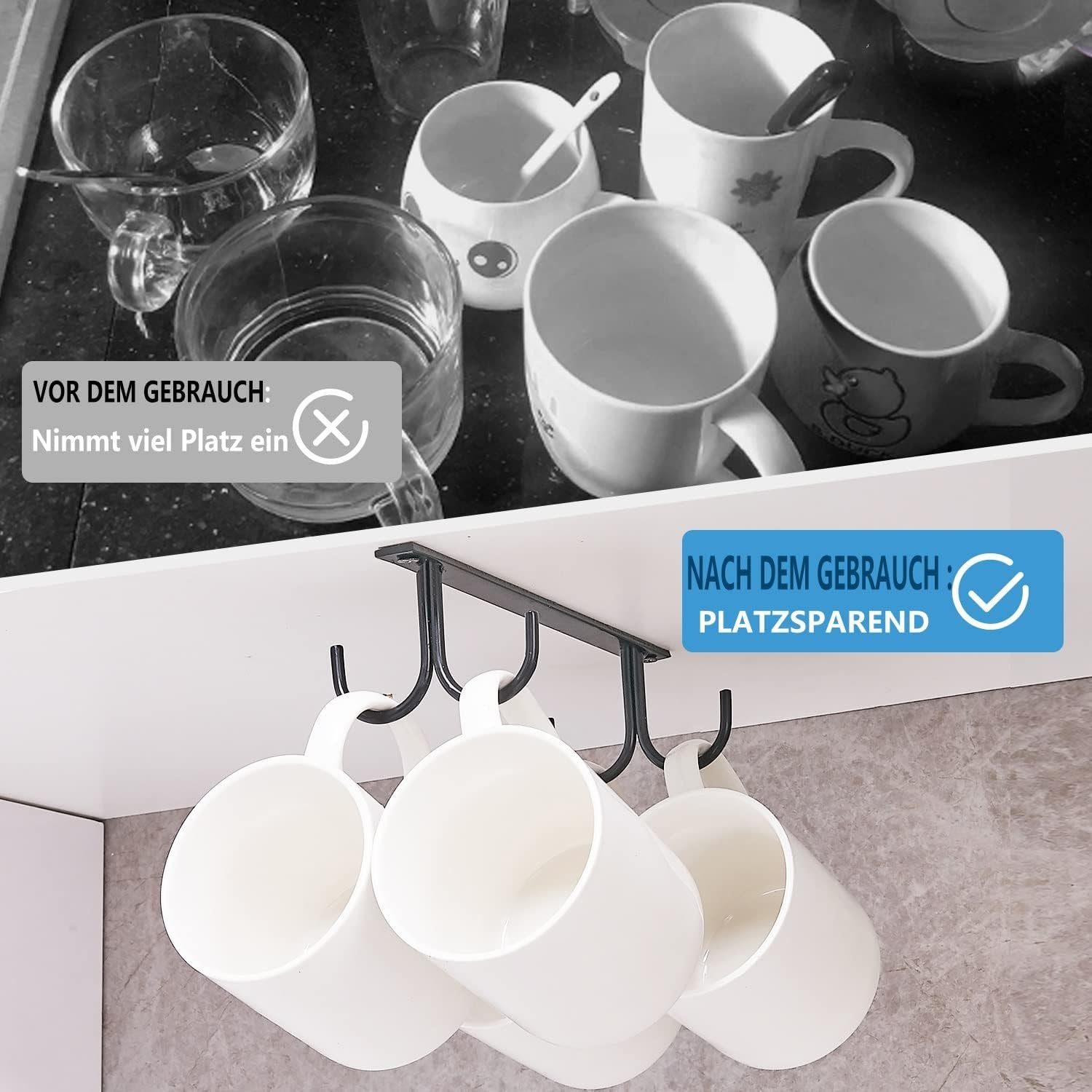 Runxizhou Gläserhalter Tassenhalter unter dem Schrank, Kaffeetassenhalter mit Schrauben (2 St)