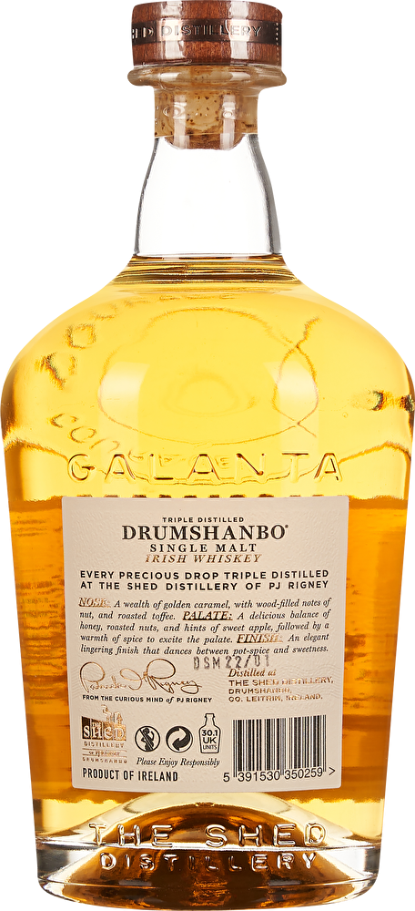 Drumshanbo Irish Whiskey Single Malt Galánta 2021 0,7 Liter im Geschenkkarton