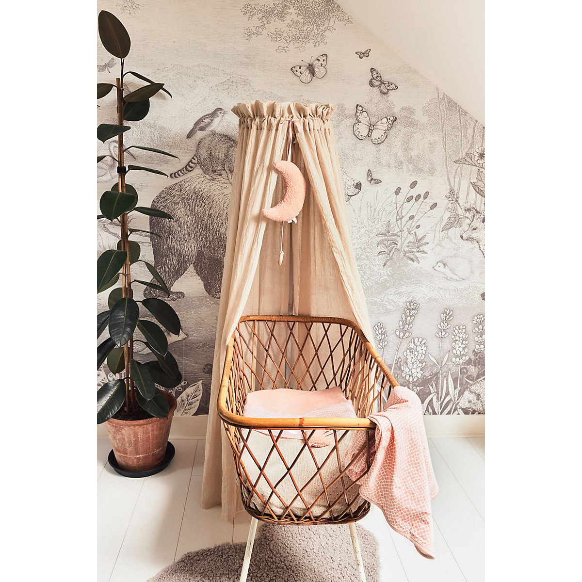Spannbettlaken für Stubenwagen und Wiegen Jersey, 40 x 80/90 cm, pale pink