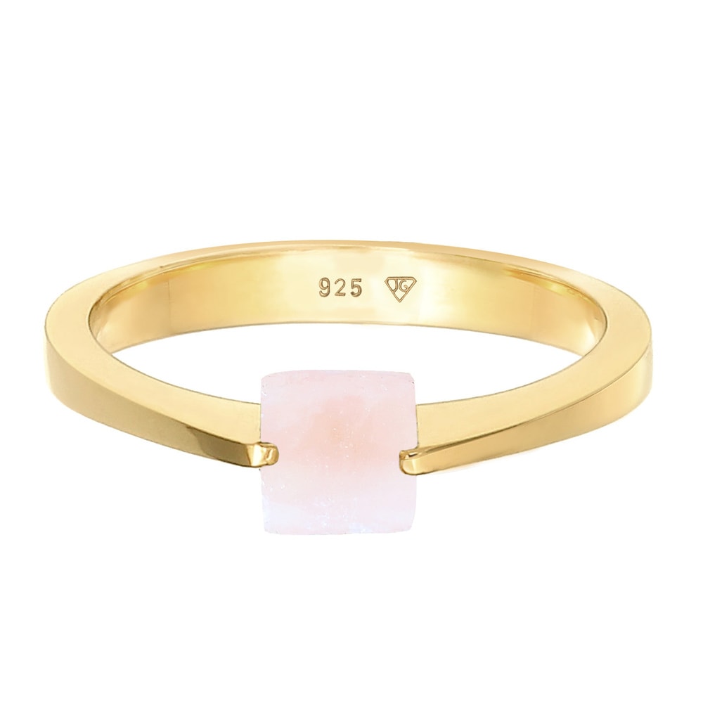 Elli PREMIUM Elli PREMIUM Bague Femme carré solitaire avec pierre précieuse de quartz en argen Bague