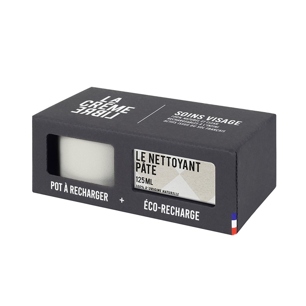 La crème libre Coffret Nettoyant Pâte Visage (Éco-recharge + Pot Rechargeable Blanc Cassé) Nettoyant Visage