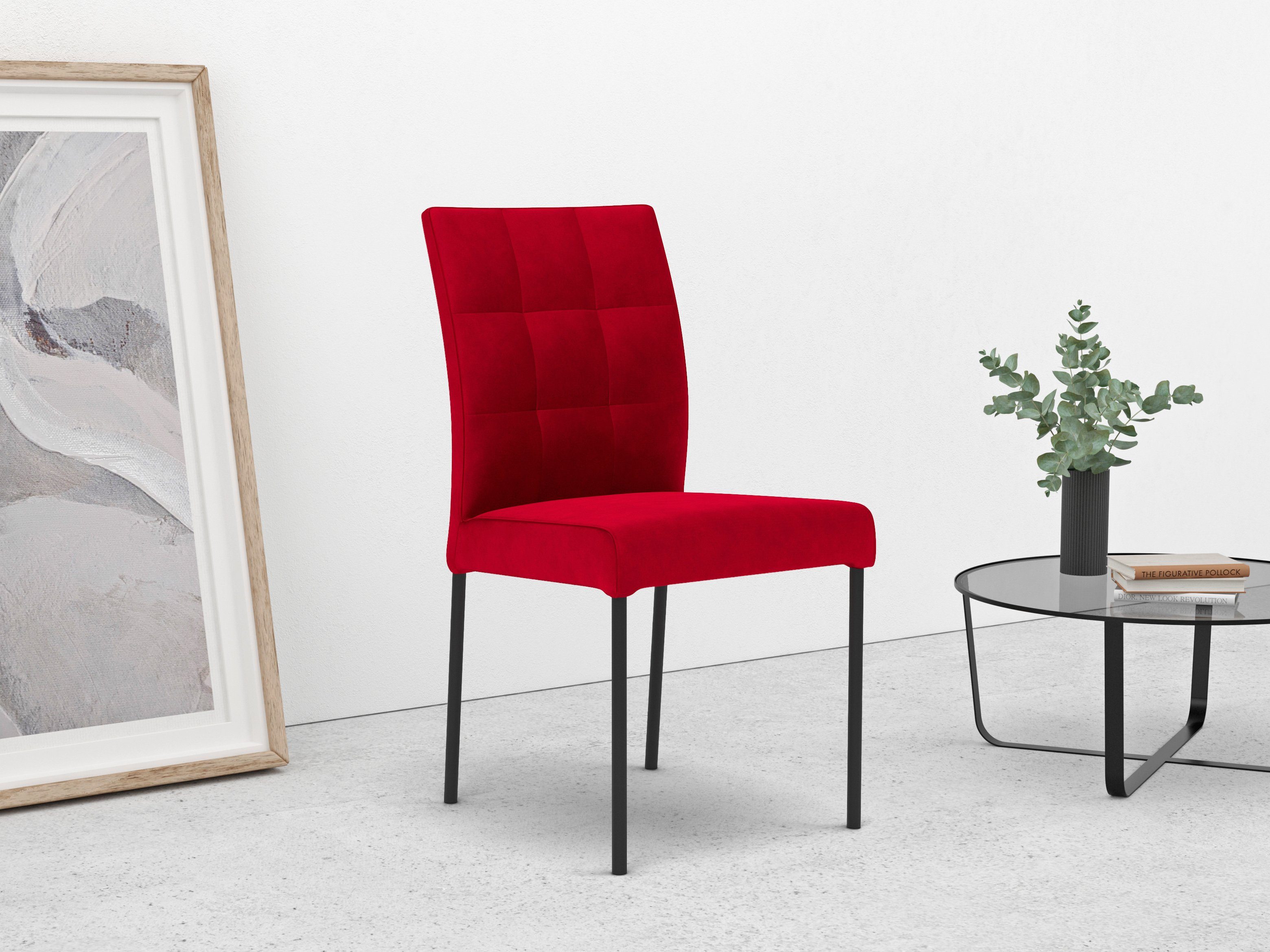 Home affaire 4-Fußstuhl Enita (Set, 2 St), mit edler Knopfheftung in der Rückenlehne, Sitzhöhe 49 cm