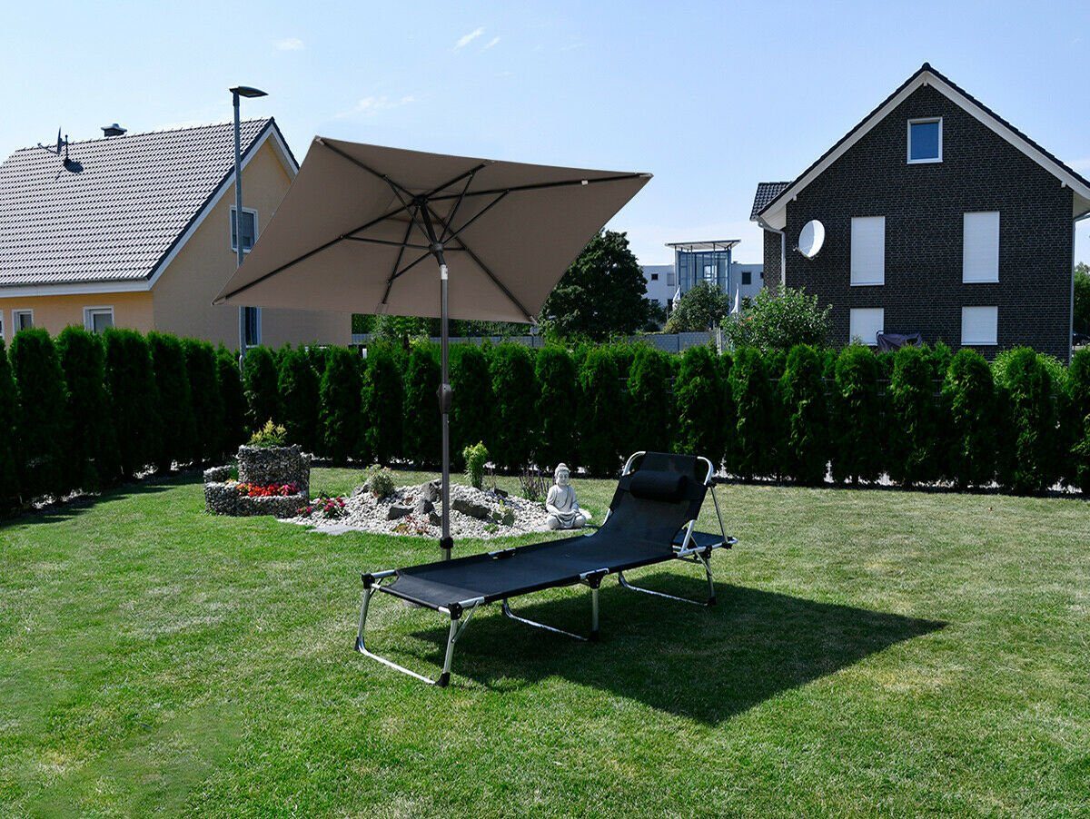 Sekey Sonnenschirm Aluminum Sonnenschirm Rechteckig 210 x 140cm Knickbar Gartenschirm, LxB: 210,00x140,00 cm, Marktschirm mit Kurbel, für Garten, Balkon, Terasse, Sonnenschutz UPF50+