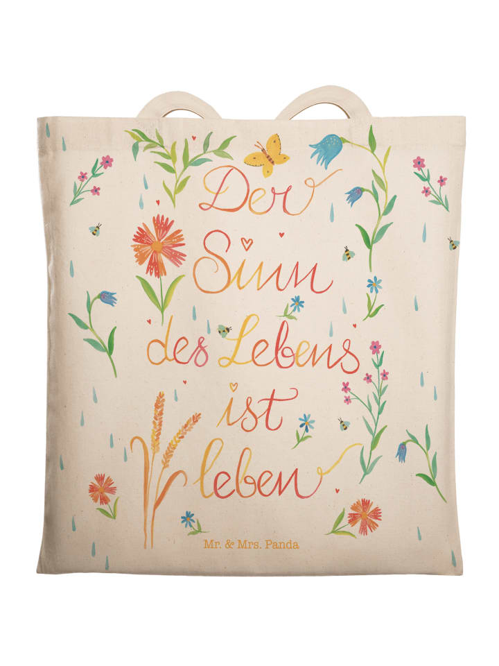 Mr. & Mrs. Panda Einkaufstasche Sinn des Lebens mit Spruch in Bunt günstig kaufen onesize