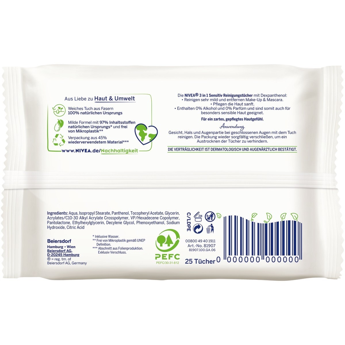Sensitiv Reinigungstücher 3in1