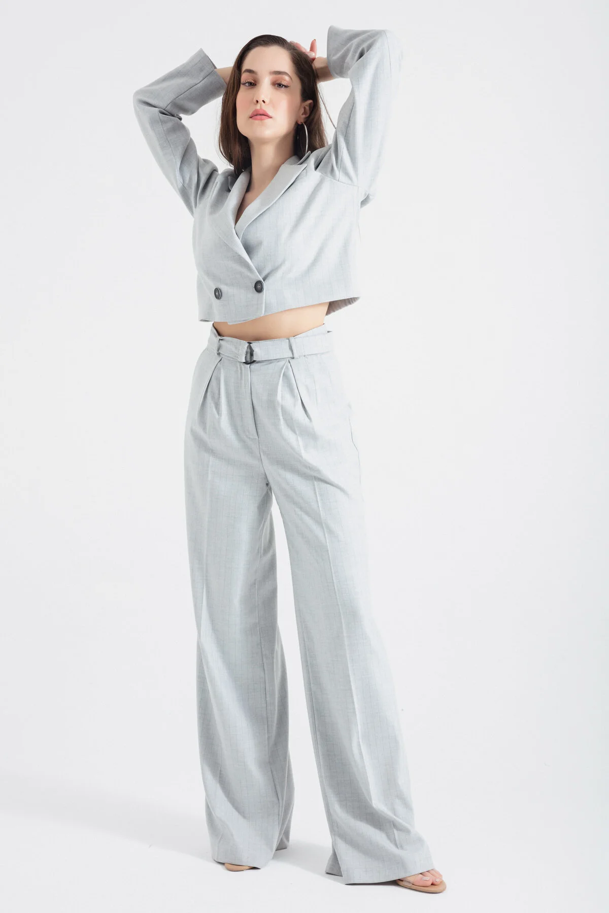 Lafaba  Graues Jacken-Hosen-Set für Damen
