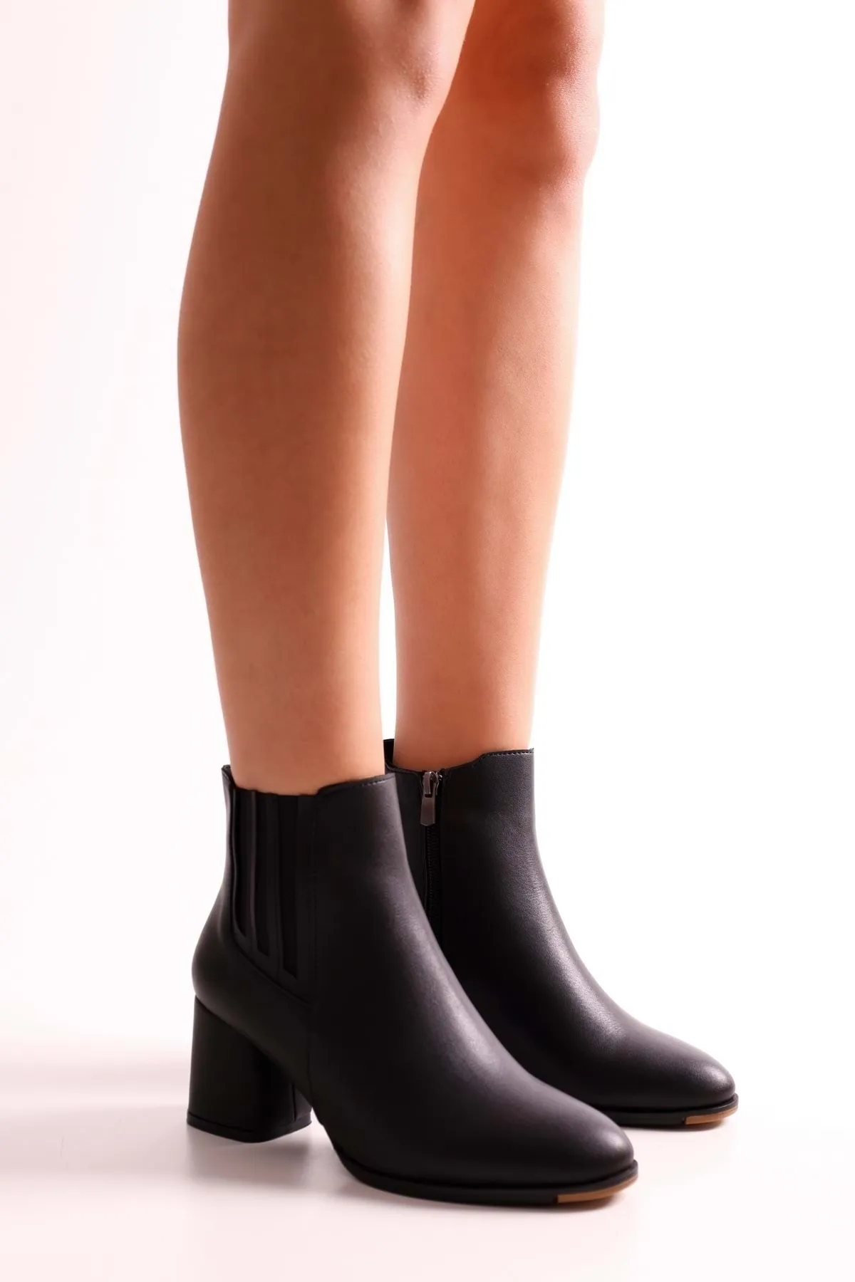 Shoeberry  Damen-Stiefel Misty Black Skin mit Absatz Black Skin