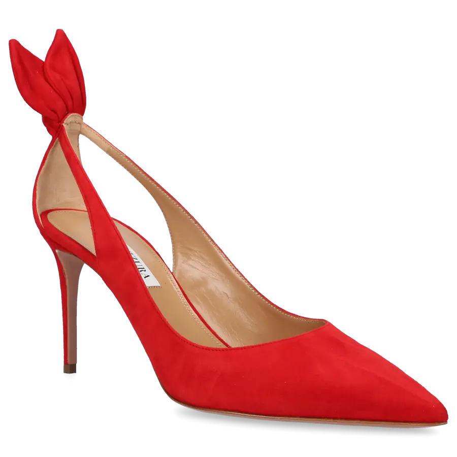 Aquazzura - Pumps BOW TIE 85 Veloursleder - rot