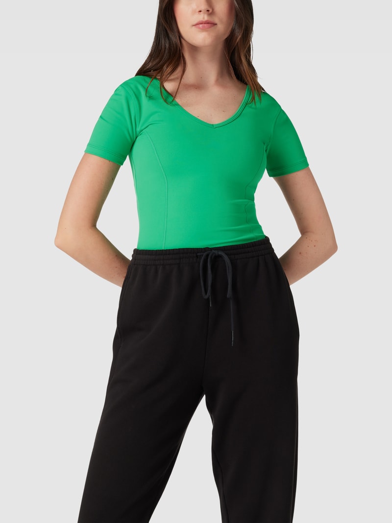 Cropped T-Shirt mit Steppnähten Modell 'BIRGIT ACTIVE CROP TOP' in grün