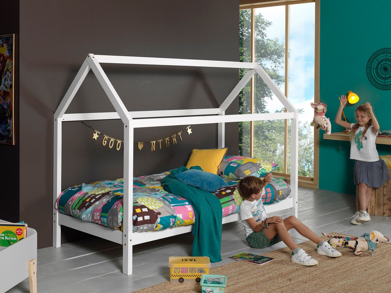 VIPACK Dallas 2 Hausbett 90 x 200 cm Liegefläche, Weiß