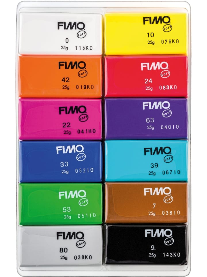 Staedtler Modelliermasse Fimo soft -Basic Colours- farbig sortiert 12x 25g günstig kaufen onesize