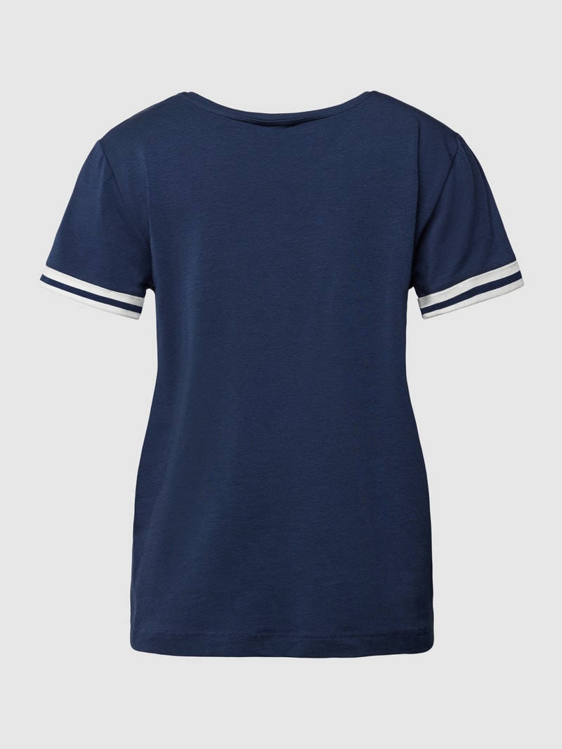 Pyjama-Oberteil mit Kontrastbesatz in marineblau
