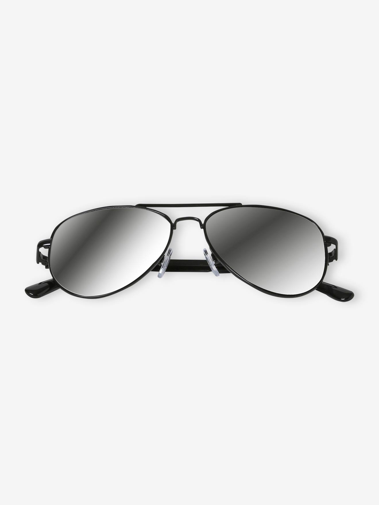 Lunettes de soleil forme pilote verres miroir garçon anthracite