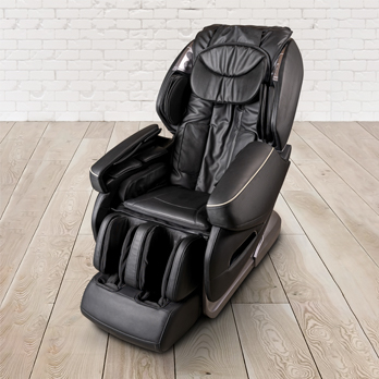 PureHaven Massage-Sessel Knet- und Klopfmassage Heizfunktion Bluetooth USB Sprachsteuerung schwarzes PU-Leder Fuß- Rücken- und Gesäßmassage