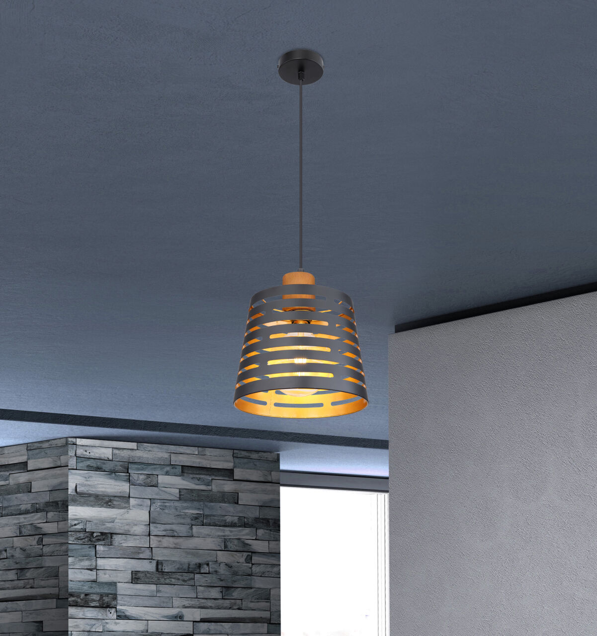 Globo Lighting - ABLONA - Hängeleuchte Metall schwarz matt, 1x E27
