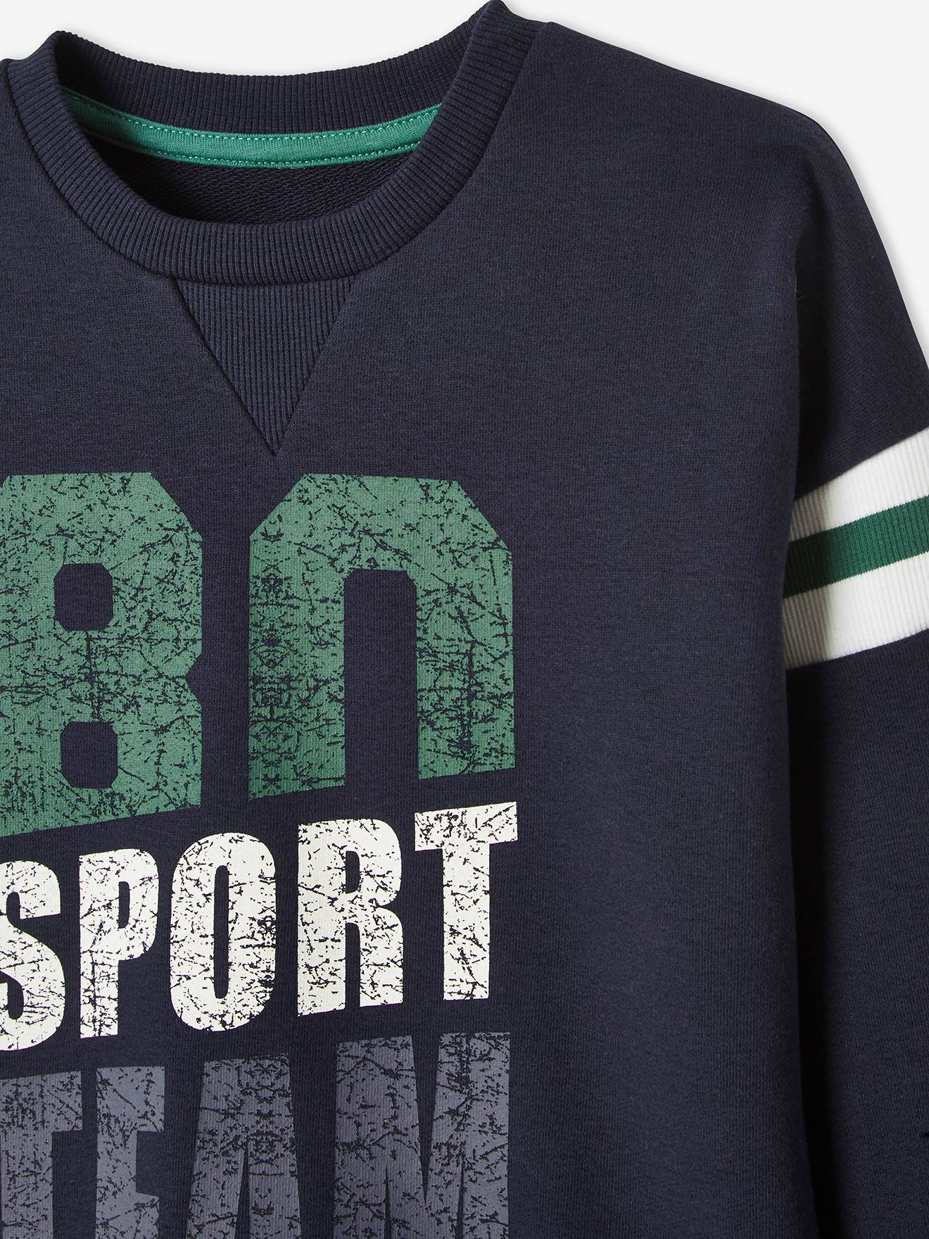 Sweat sport motif graphique garçon bleu foncé