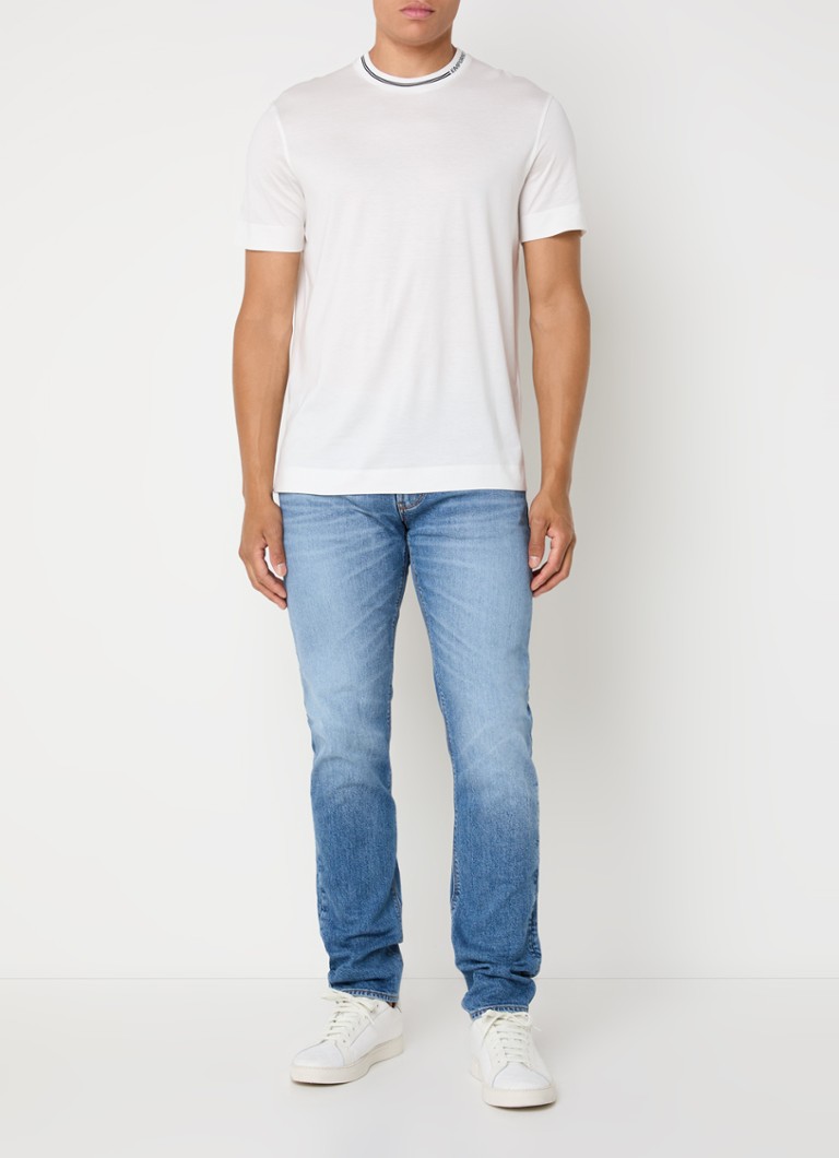 Tricou Emporio Armani din amestec de lyocell cu logo brodat