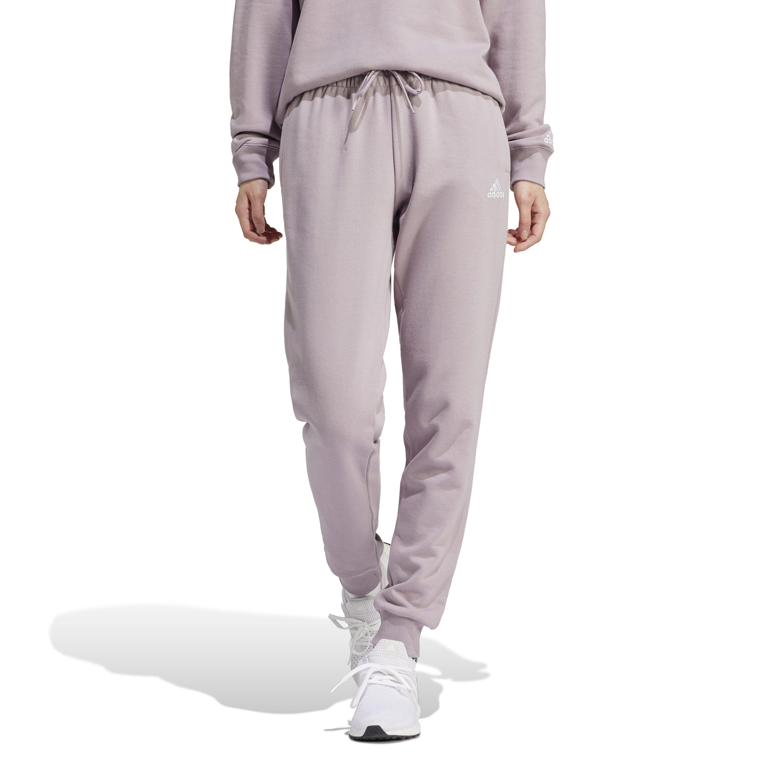 Linear French Terry Trainingshose Damen - Flieder, Weiß