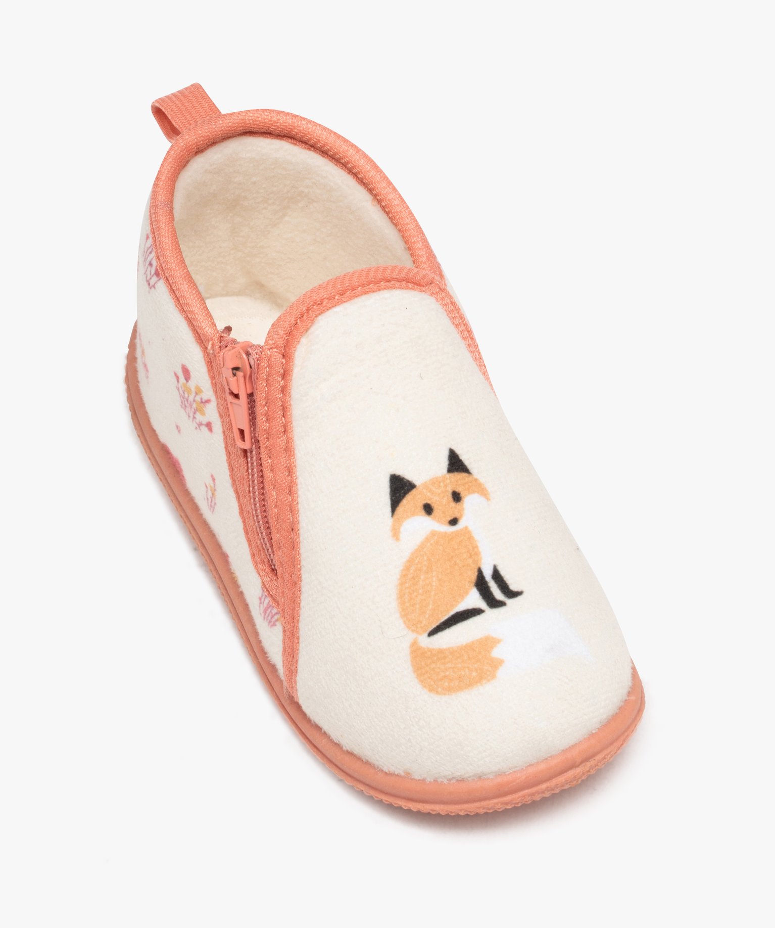 Chaussons bébé fille bottillons à zip imprimés renard rose | GEMO