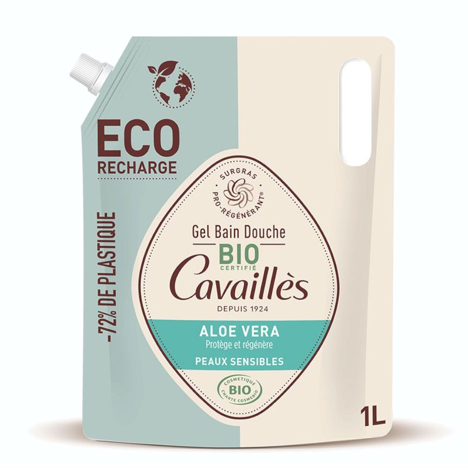 Cavaillès Aloe Vera Bio Eco-Recharge Gel Bain et Douche 1000 ml