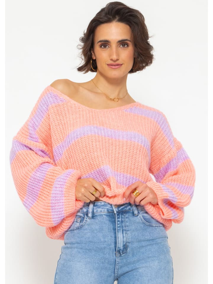 SASSYCLASSY Oversize Strick-Pullover in puderrosa, orange günstig kaufen