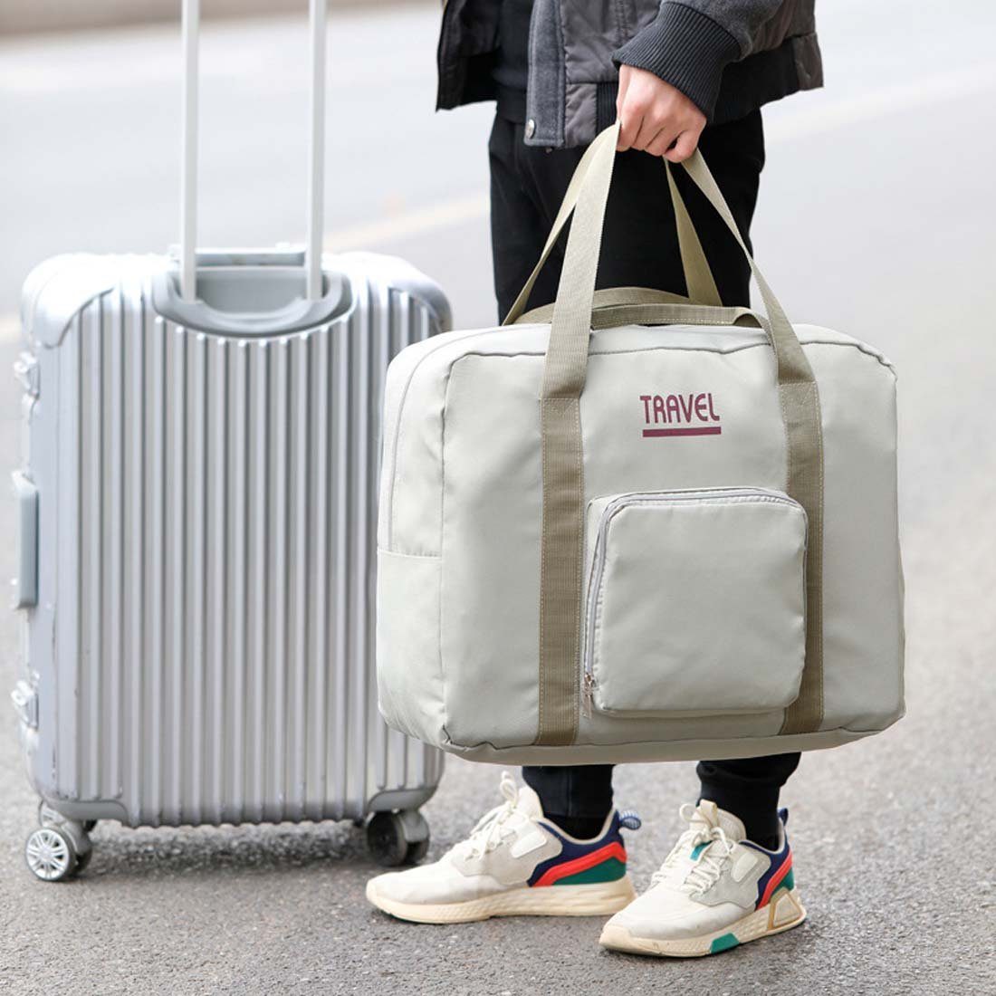 YANN Aufbewahrungstasche Zusammenklappbare Trolley-Koffer-Reisetasche, (Kleidungsaufbewahrungstasche mit großem Fassungsvermögen, Studentengepäcktasche, 1-tlg)