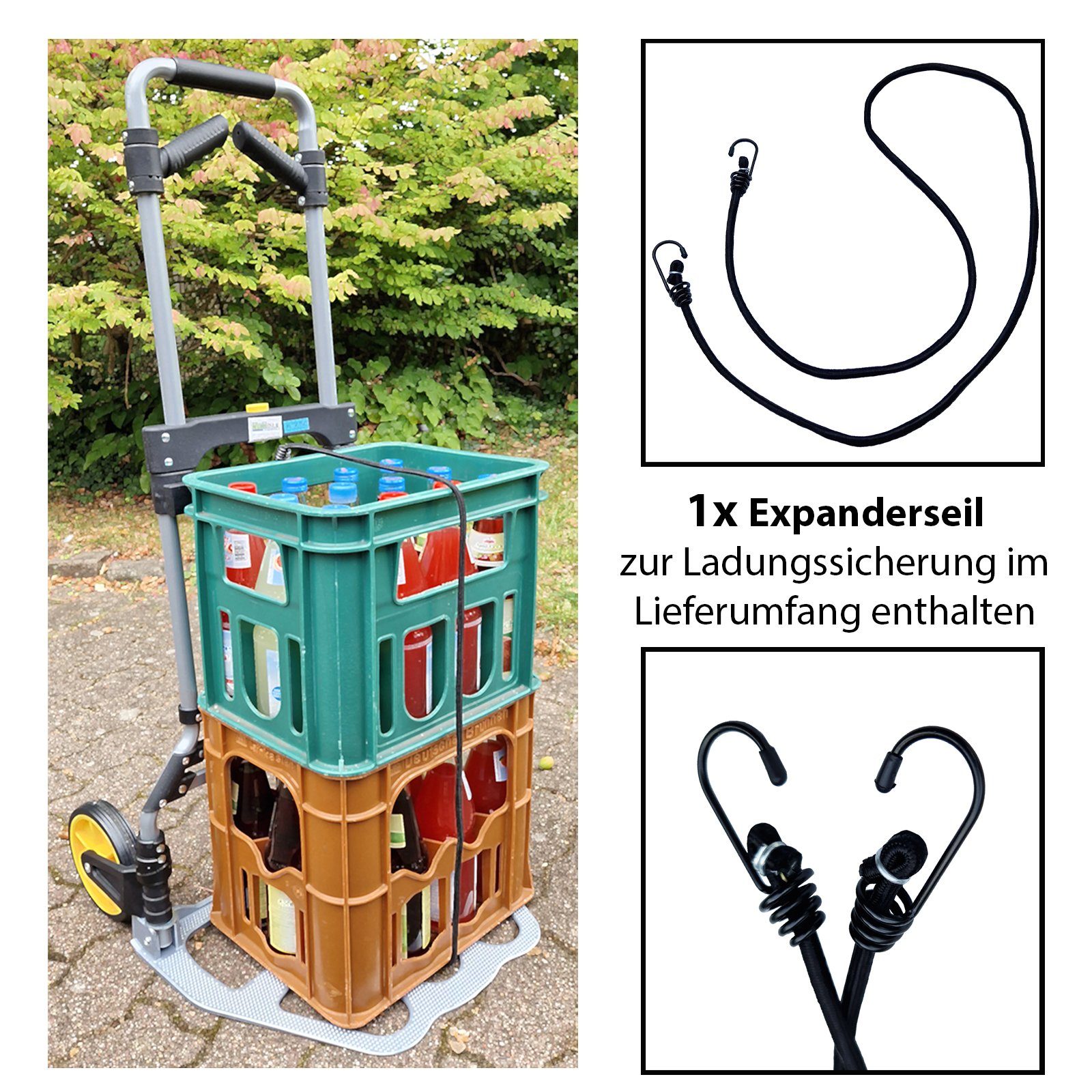 TRUTZHOLM Sackkarre Klappkarre XL Sackkarre klappbar Teleskopgriff bis 115 cm und großer