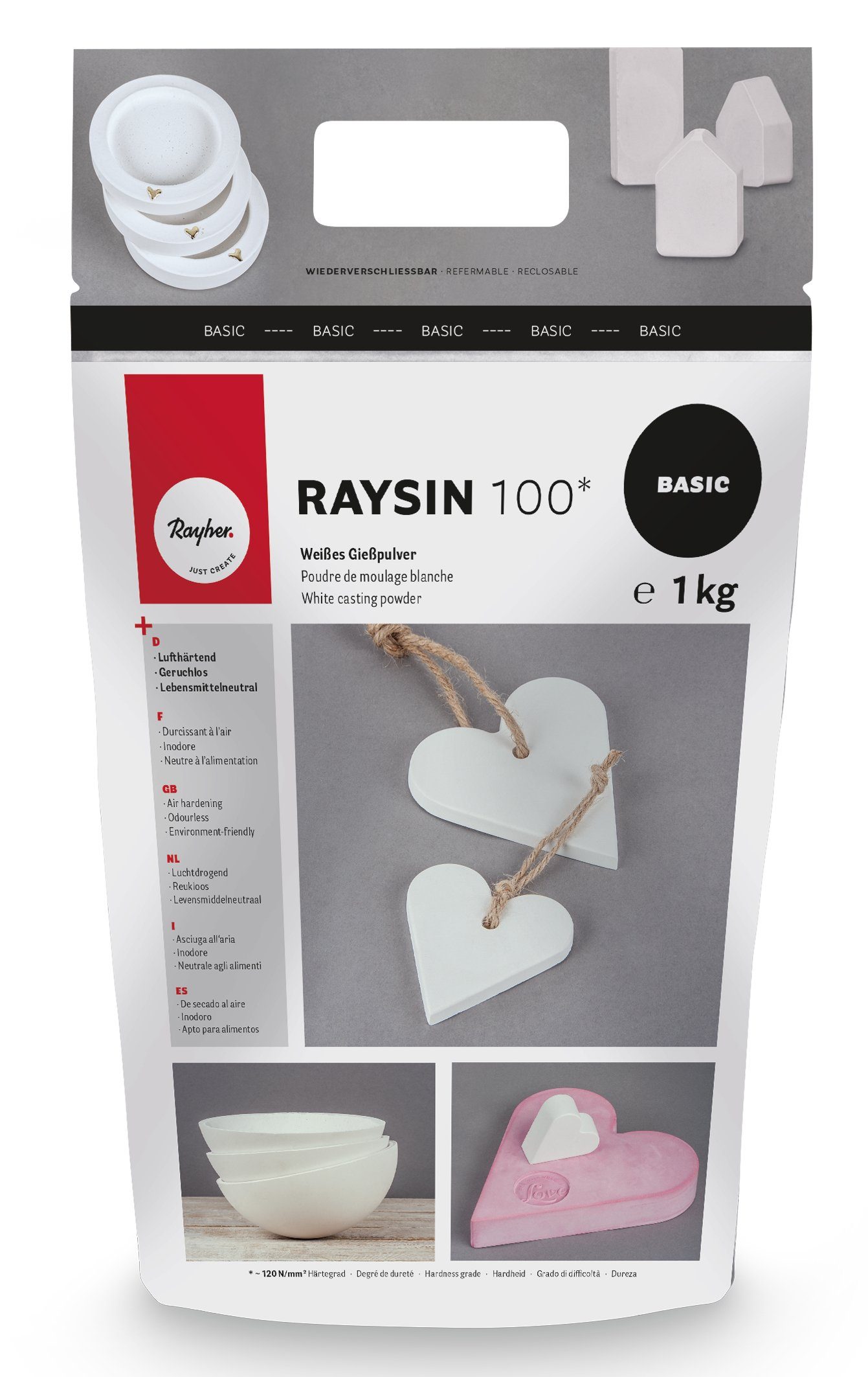 Rayher Modellierwerkzeug Kreativgießmasse Raysin 100, Weiß