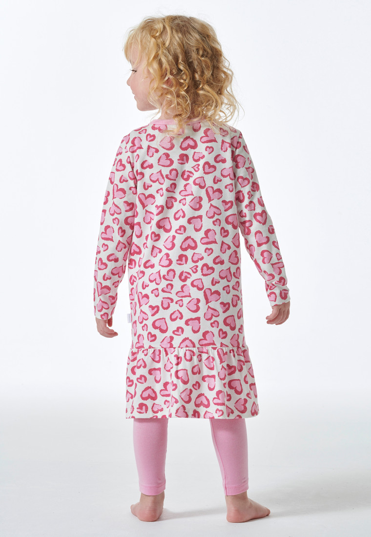 Schlafanzug lang Organic Cotton Volant Leggings Herzen rosé - Girls World