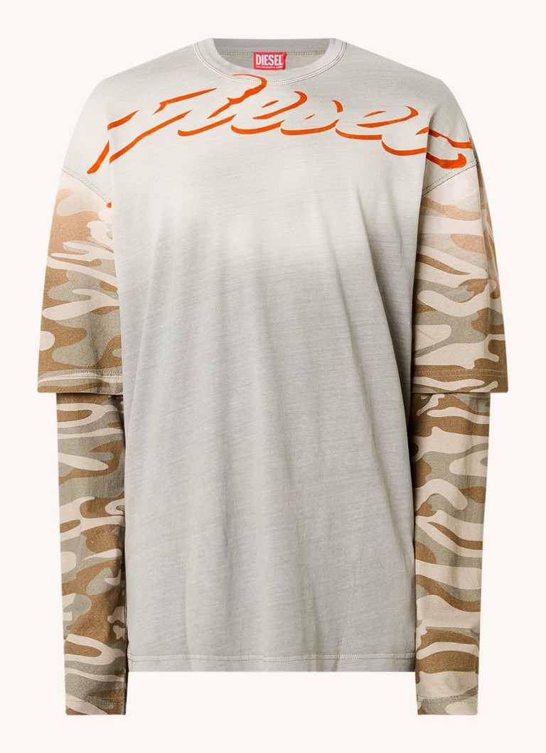 Tricou Diesel T-Wesher-Q2 cu mânecă lungă și imprimeu camuflat